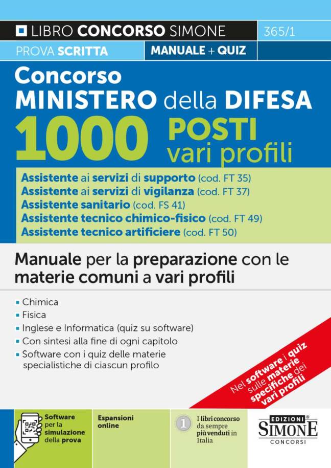 Concorso Ministero della Difesa 1000 Posti vari profili – Manuale