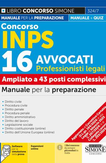 Concorso INPS 16 Avvocati – Professionisti legali – Manuale