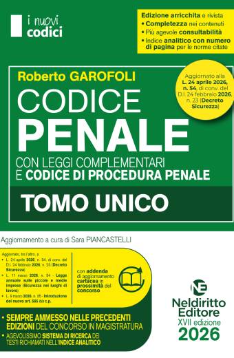 Codice Penale e di Procedura penale 2026 normativo per il Concorso in Magistratura aggiornato al D.L. Sicurezza