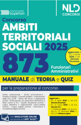 Concorso ATS (Ambiti Territoriali Sociali) per 873 Funzionari amministrativi. Manuale con Teoria e Quiz 2025