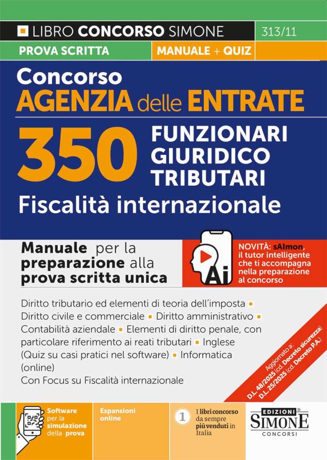 Concorso Agenzia delle Entrate – 350 Funzionari Giuridico Tributari – Fiscalità internazionale – Manuale