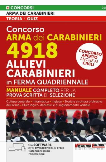 Concorso Arma dei Carabinieri 4918 Allievi Carabinieri in Ferma quadriennale – Manuale completo per la prova scritta di selezione