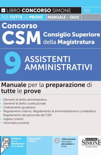 Concorso CSM Consiglio Superiore della Magistratura – 9 Assistenti amministrativi – Manuale