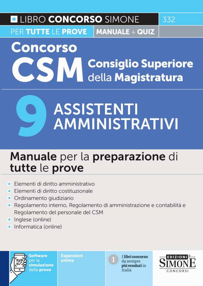 Concorso CSM Consiglio Superiore della Magistratura – 9 Assistenti amministrativi – Manuale