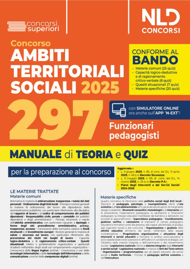 Concorso ATS (Ambiti Territoriali Sociali) per 297 Funzionari Pedagogisti. Manuale con Teoria e Quiz Conforme al bando