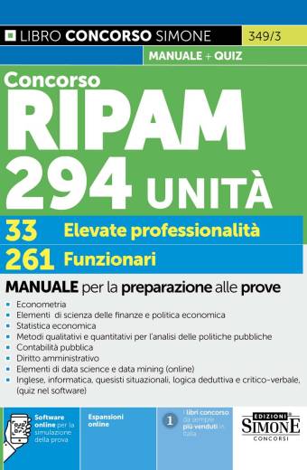 Concorso RIPAM 294 Unità – 33 Elevate professionalità – 261 Funzionari – Manuale