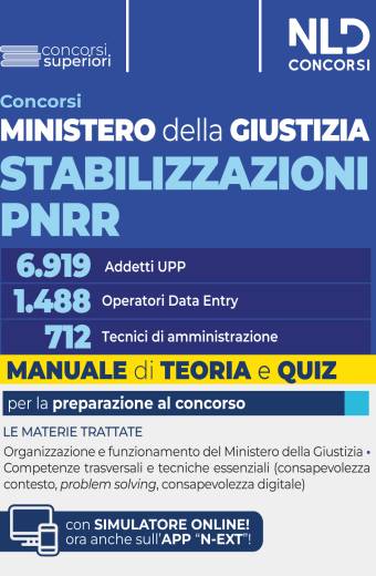 Concorso Ministero della Giustizia Stabilizzazioni PNRR per 6.919