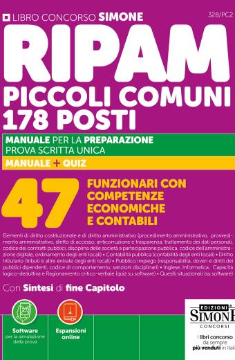 Concorso RIPAM Piccoli Comuni 178 posti – 47 Funzionari con competenze economiche e contabili – Manuale